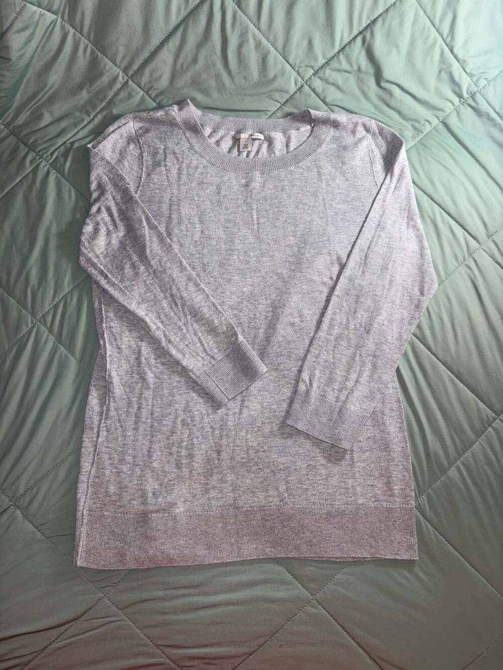 Halogen Pullover Sweater Size M Grey Crew Neck Long Sleeve